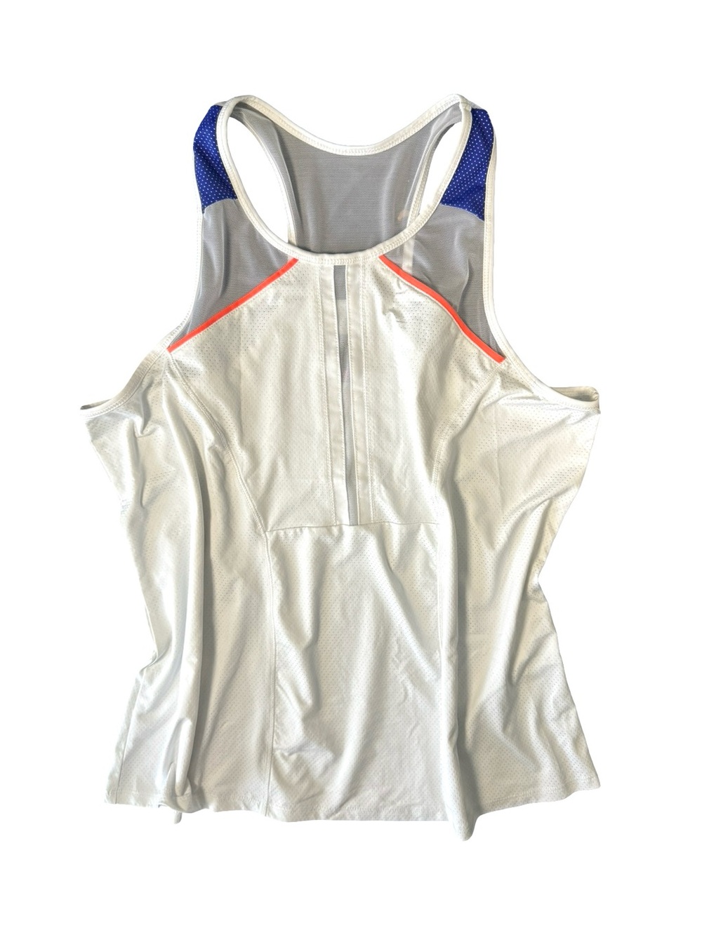 Lucky in Love White Racerback Tennis Tank XL Mesh Performance Athletic Top